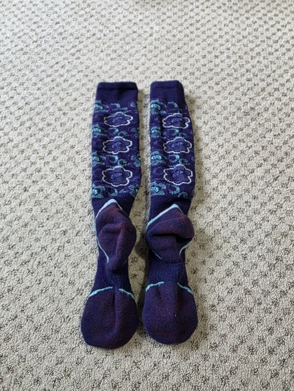 Smartwool Purple Floral Pattern Women's Crew Socks